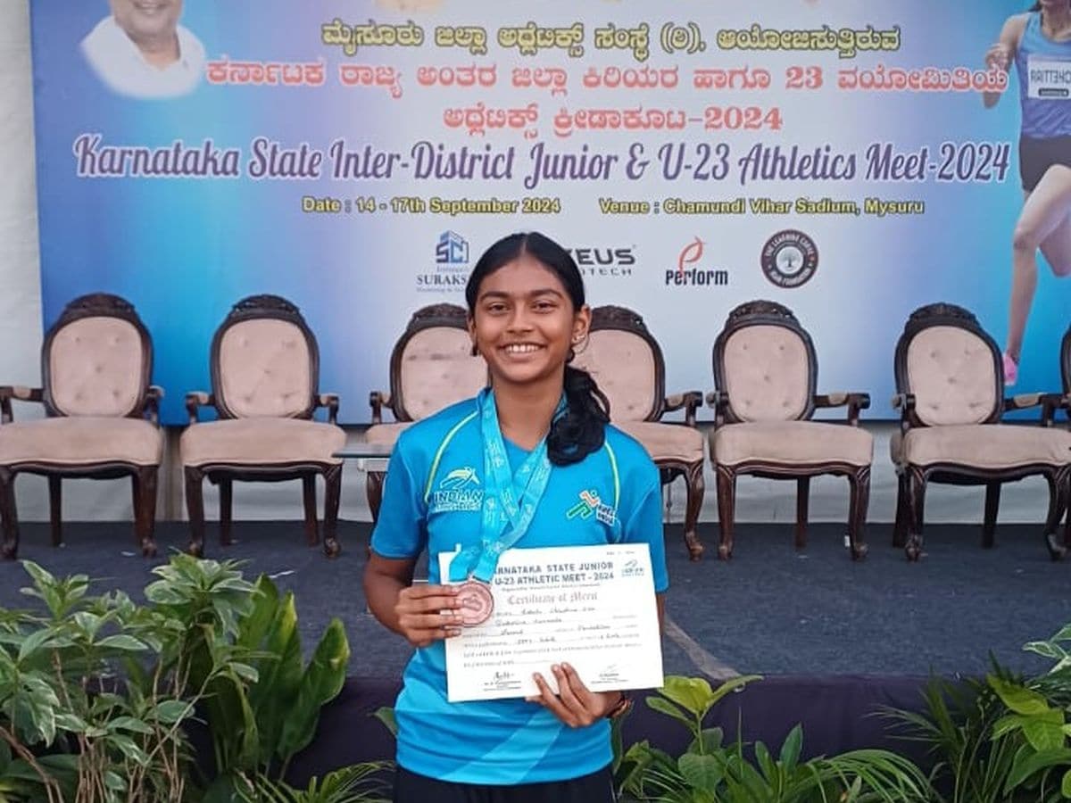 Sakshi Karkada Shines with Double Podium Finish at Karnataka State Junior Athletic Meet